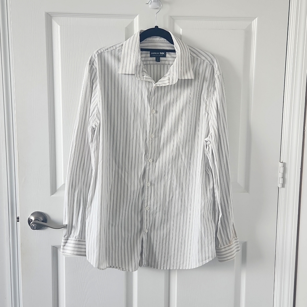 Express Mens Stretch Button-Down Large - image 1